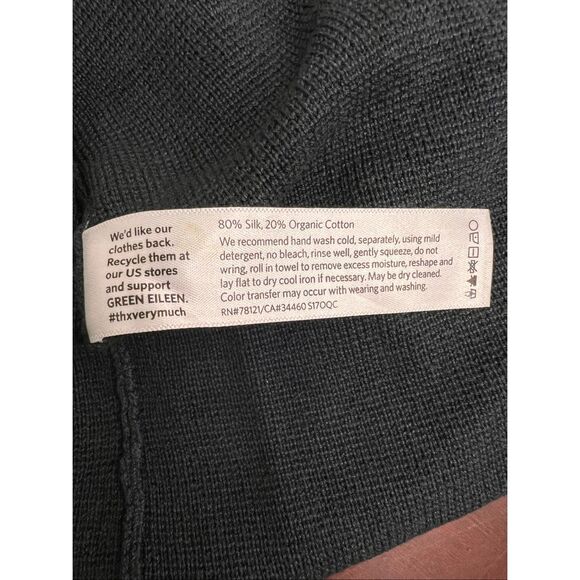 Eileen Fisher Women's Silk Organic Cotton Knit Sweater Charcoal Gray Size Small - Picture 4 of 4